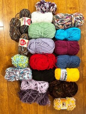 Knitting Yarn Crafting Bundle Mixed Colours | Dyed | Brown Blue Black Red White